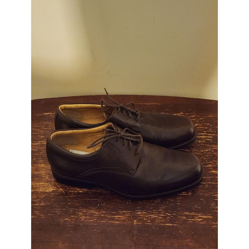 Johnson & Murphy Men Sz 10.5 Brown Square Toe Sheepskin Leather Dress Shoes